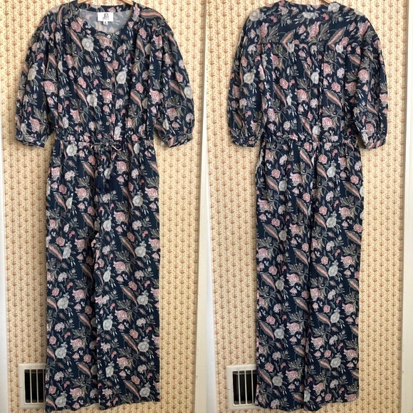 Anthropologie dRA Messie Blue Floral Cotton Jumpsuit | XS - Picture 6 of 10